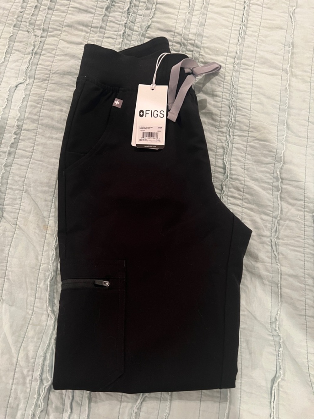 FIGS Black Scrub Jogger Pants with Gray Drawstring